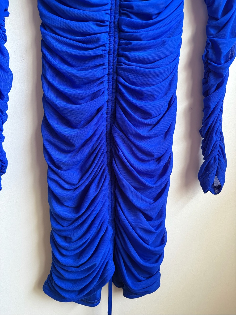 Windsor Blue Ruched Long Sleeve Bodycon Mini Dress Size S PD71323K-ROYAL - Picture 2 of 7